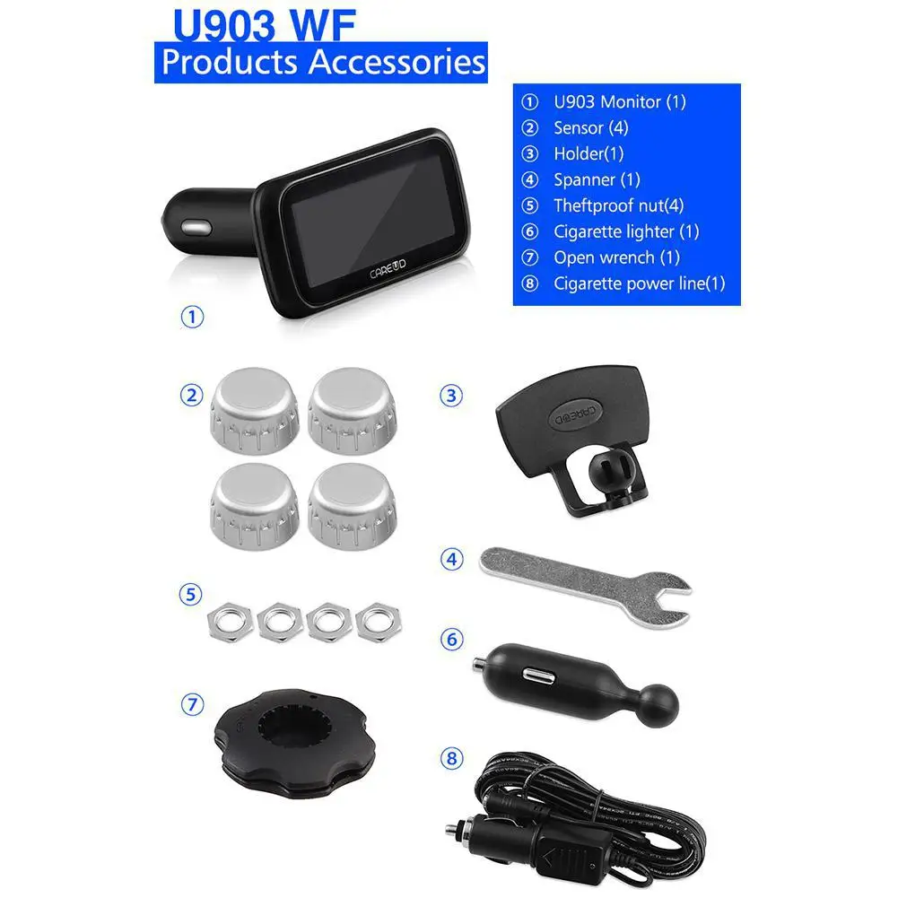 U903Z-WF внешний беспроводной TPMS система контроля давления в автомобильных шинах смарт-шины аксессуары для безопасности автомобиля поставщик