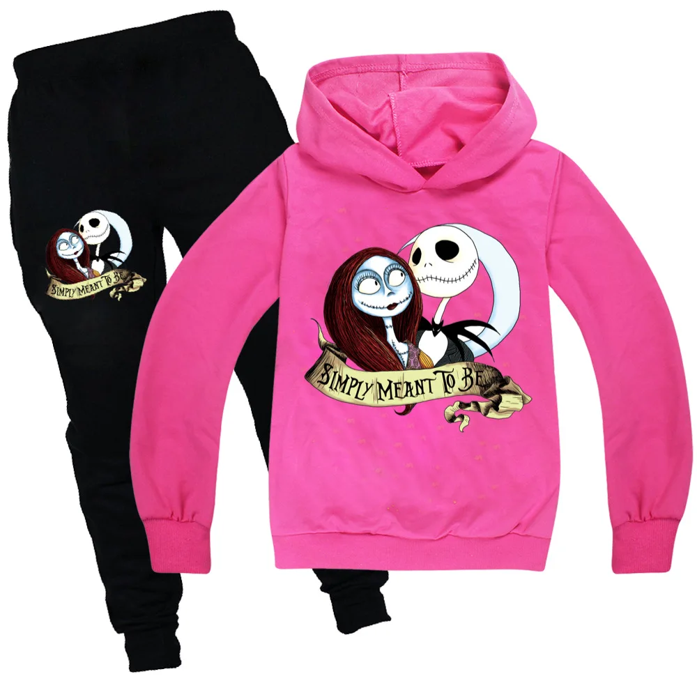 newborn clothes set Nightmare Before Christmas Girls Boutique Outfits Cotton Boys Clothing Set Teenage Kids Hooded T Shirt Pants Suit Baby Tops Sets newborn clothes set Clothing Sets
