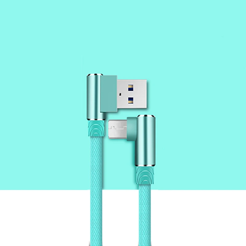 2.1A кабель Micro USB для быстрой зарядки 1 м 2 м 3 м 90 градусов локоть для samsung huawei Xiaomi Android телефон Microusb кабель для зарядки данных - Цвет: Mint For Micro