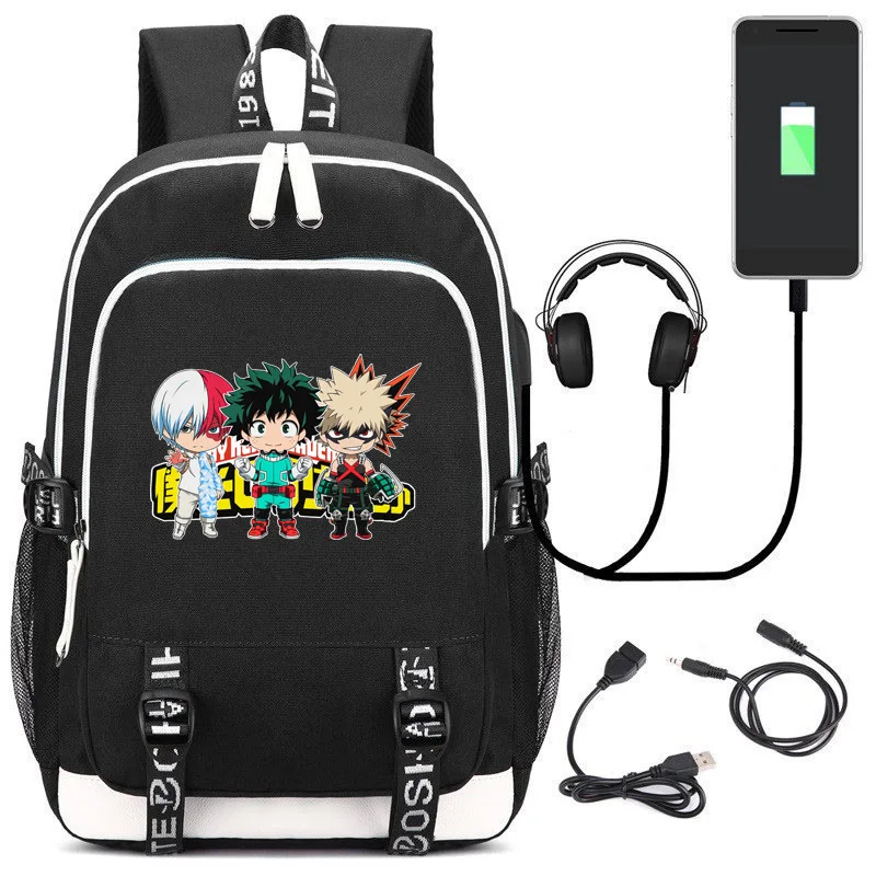 Модный рюкзак с принтом аниме MY Hero Academy дорожная сумка зарядкой через usb школьная