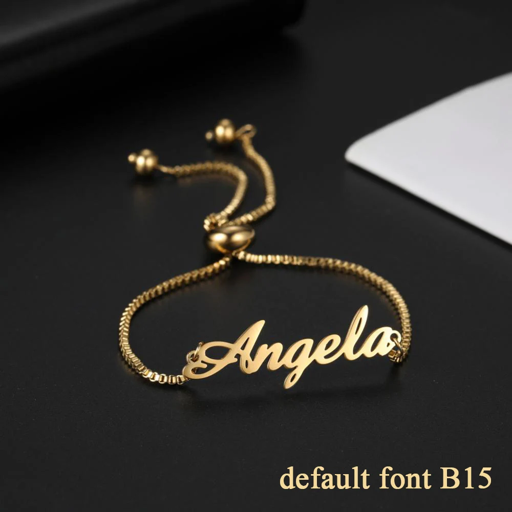 Customized Bracelets Jewelry Bead Gift Stainless-Steel Women Bangle Chain Name-Letter