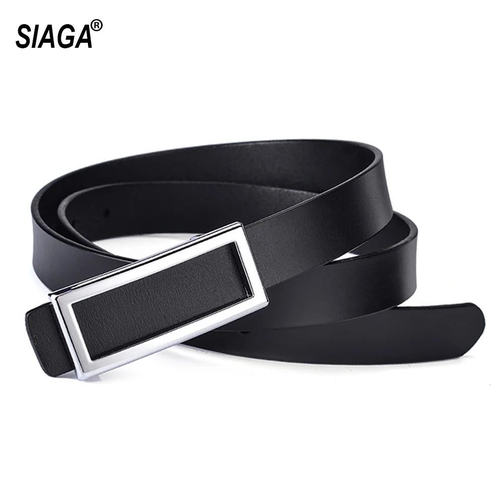 Fashion Design Ladies Decorative Slide Square Pattern Buckle Metal Genuine Leather Female Accessories for Women FCO098