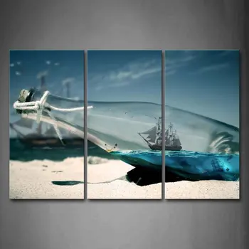 

Modular HD Print Wall Art Pictures Decor 3 Pieces Beach Drift Bottle Framework Poster Modern Home Living Room Canvas Painting