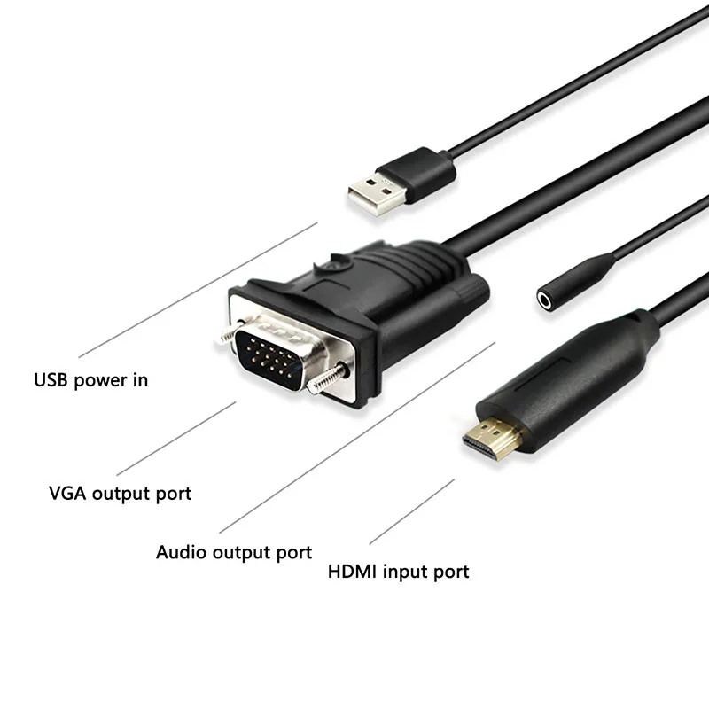 HDMI к VGA кабель адаптер 1,8 м с USB и аудио входом HDMI2VGA Кабель 1,8 м аудио и видеокабель, адаптер