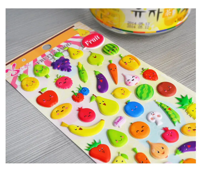 Случайный один кусок фруктовый магазин яблоко виноград наклейка корейский Kawaii 3D креативные овощи Тыква Pegatinas для DIY Дневник Книга Декор