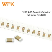Conjunto de condensadores SMD de 100 Uds., Kit completo disponible, 1206, 5%, 3216, 200pF-47uF, 270pF, 22nF, 56nF, 10uF, 50V, 221K, 102J, 104K, 475K, MLCC