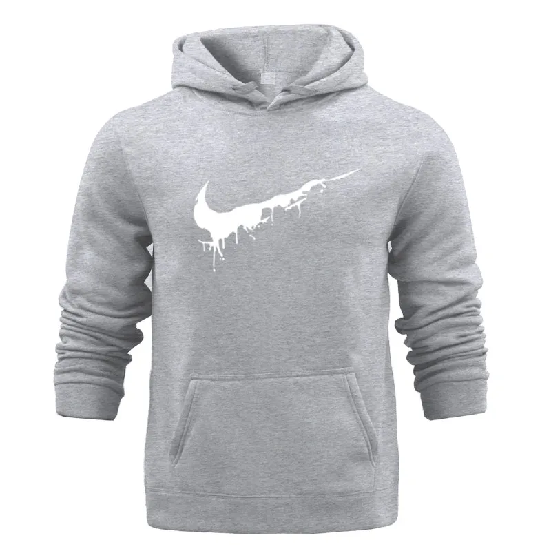 

Men Hoodies Hooded Tracksuit with Pocket Pullover All-match Brand Logo Printed Fleece Winter Clothes Warm Slim Tops Male Cloth