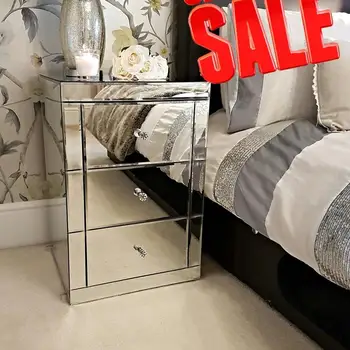 

Anjohn Modern Mirrored Bedside table Bedroom Furniture Nightstand Glass Crystal Fast delivery 1-5 days