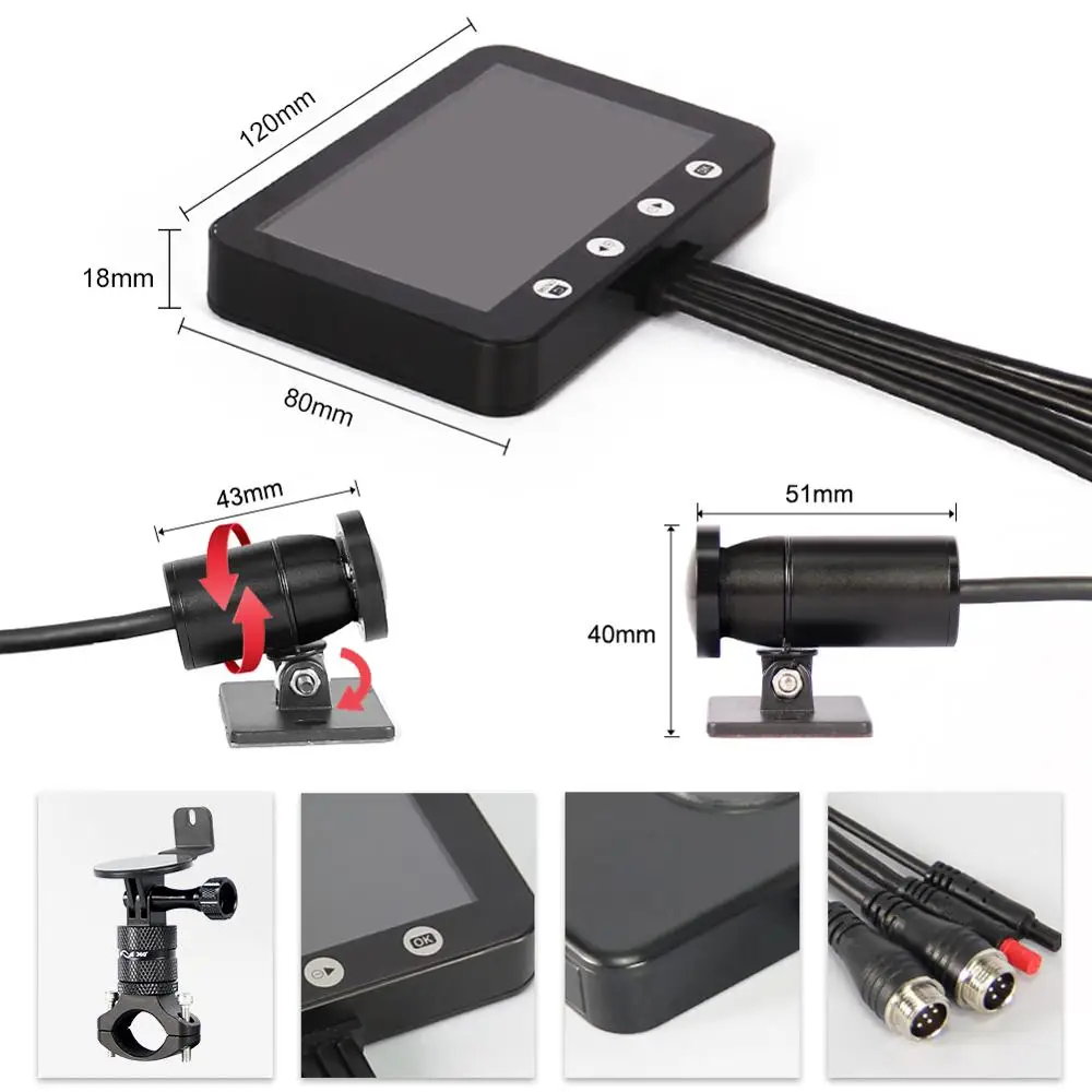  Waterproof motorcycle dash cam FHD1080P motor dvr wifi 150° view angle motorbike dual camera 4.5