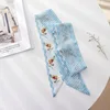Summer French Retro Blue Tied Hair Small Floral Long Silk Scarf Headband Braided Hair Chiffon Thin Ribbon Scarf 2