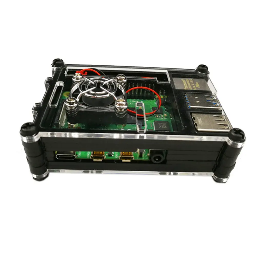 Для Raspberry Pi 4 Модель B акриловый чехол с вентилятором комплект 1/1-4 слоя стек корпус Корпус для Raspberry Pi 4 Модель B