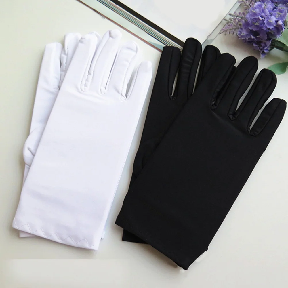 1 пара, мужские весенне-летние перчатки из спандекса, мужские черные, белые, этикет, тонкие, стрейч-перчатки, для мага, для танцев, плотные, белые, ювелирные перчатки