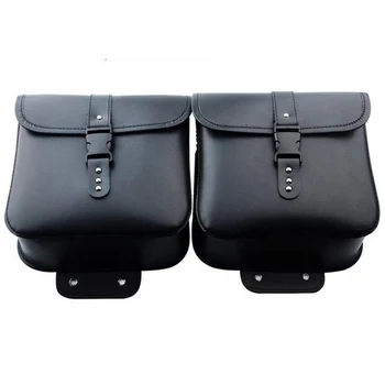 

2pcs Motorcycle Luggage Storage Bag PU Leather Saddle Bag Waterproof Bike Side Pouch Sports
