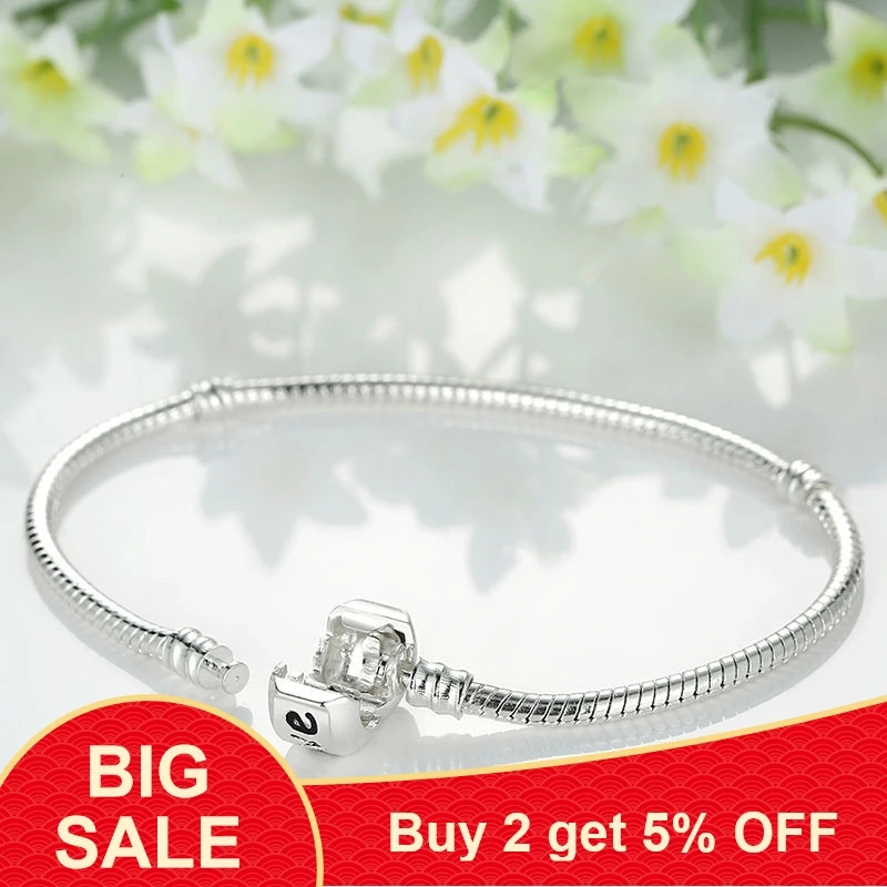 Цепочка змейка из серебра 925 пробы оригинальный браслет с подвеской надписью With