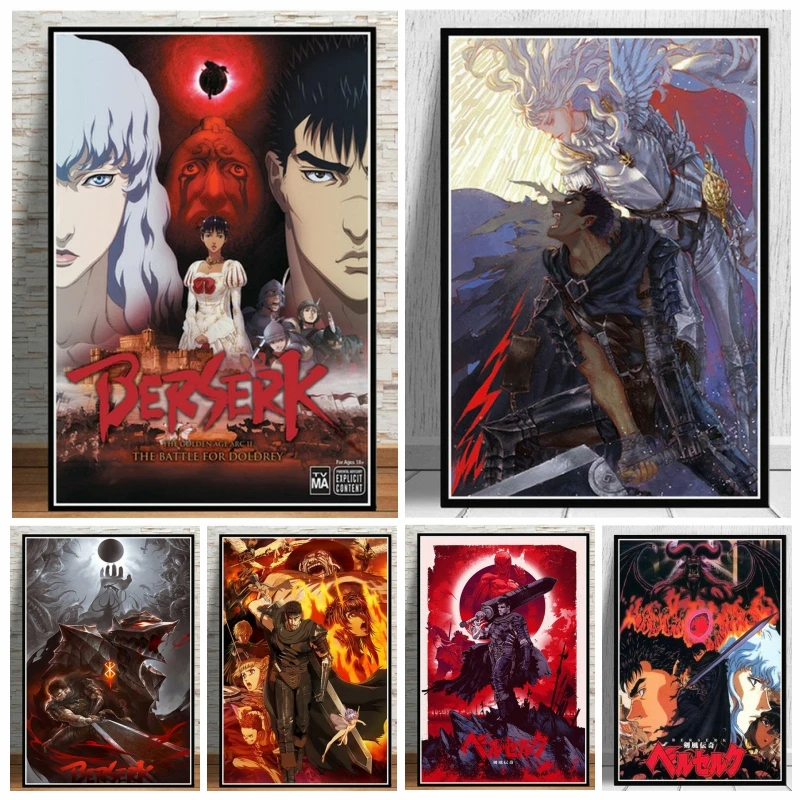 Berserk Kentaro Miura Anime Lona Poster Casa Pintura Da Parede