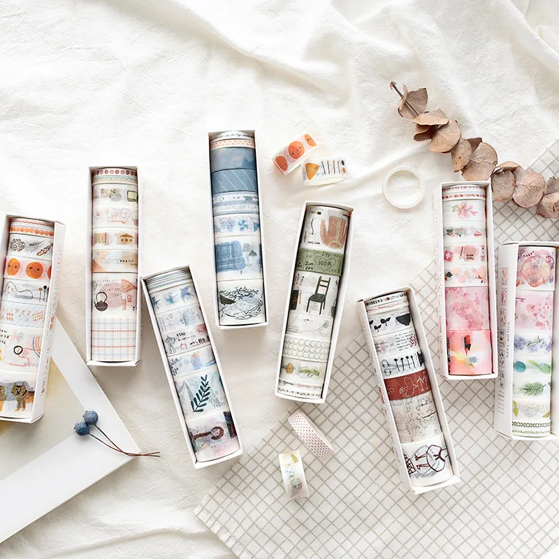 Японский набор декоративного скотча Васи 8 рулонов в партии серия романтической