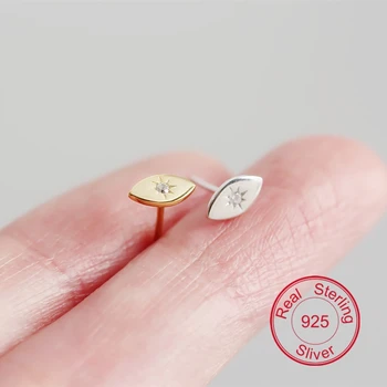 

Ins Style Geometric Eyes Smooth Inlaid Zircon Wild Earrings Silver Earrings Minimalist S925 Sterling Silver Earrings