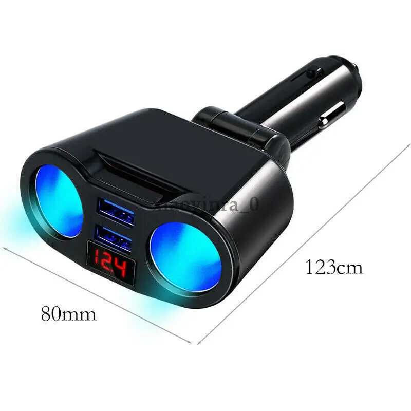 12V 2 Way Мульти Розетка для автомобильного прикуривателя удлинитель двойной USB зарядное устройство