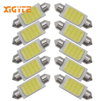 

10pc Festoon COB 31mm 36mm 39mm 42mm LED Bulb 12 Chips C5W DC12V White Color Car Dome Light Auto Interior Lamp 12v Car Styling