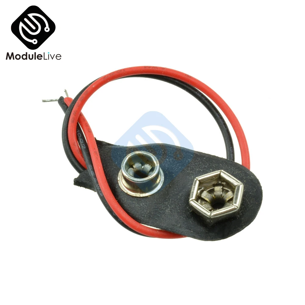 

5PCS Snap On 9V Battery Holder Clip Connector Hard Shell 10CM Cable Lead 10 cm Electronic Tools