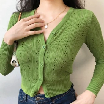 

Green women soft knitted blouses 2020 fashion ladies button slim blous casual female bomb tops streetwear girls chic shirts