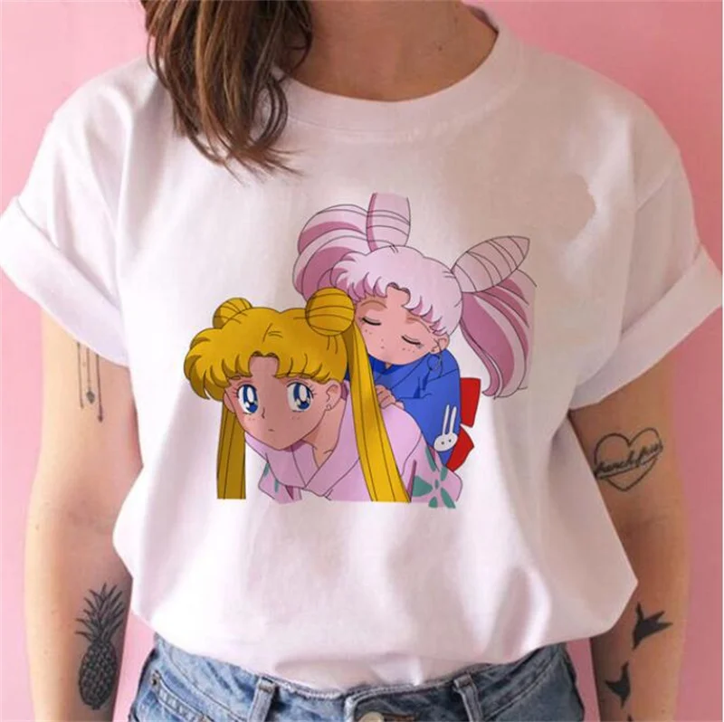 Funny Sailor Moon T Shirts Harajuku Casual Female Ulzzang Women Graphic Ulzzang Japanese Kawaii Top Tee sport t shirt Tees