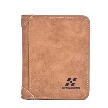 New Men's Wallet Short Frosted Leather Wallet Retro Three Fold Vertical Wallet Youth Korean Multi-Card Wallet 2020 5