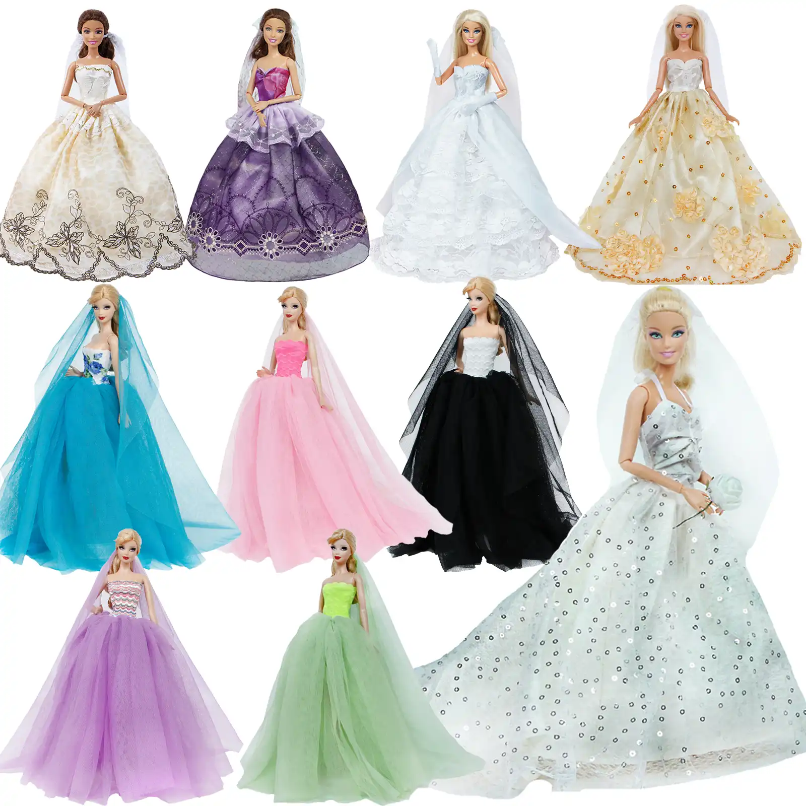 Vestido De Novia Blanco Sin Tirantes De Encaje De Moda Vestidos De Novia Velo De Cola De Princesa Ropa Para Muneca Barbie Accesorios De Juguete Para Nina Aliexpress