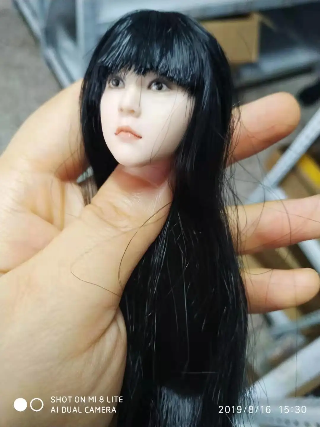 1/6 чёрные длинные волосы Азия маленькая милая девочка голова фигурка модель женская прямая челка голова лепить для 1" фигурка бледного тела