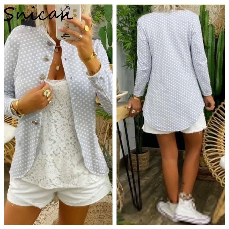 Женская куртка с принтом в горошек летние пальто длинным рукавом базовые куртки