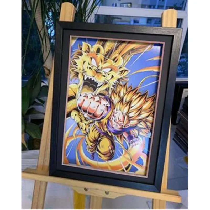 1" Dragon Ball Z сын Goku vegeta 3D Stereograph ручной работы декоративная живопись подарок Бумага галерея фигурку Ящик для игрушек 32 см V513 - Цвет: Красный