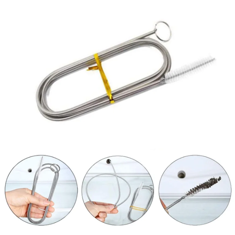 Cut Price Draga de drenaje de refrigerador de Largas flexibles, herramienta de dragado de acero inoxidable para cocina, tubo de drenaje, cepillo de limpieza de tuberías, nevera YDwpeKoL6ao