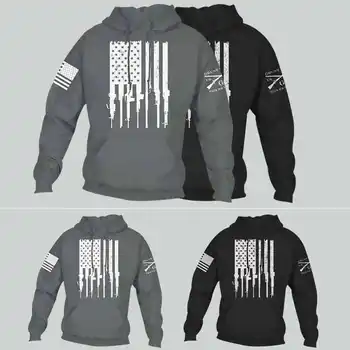 

Size S-3XL Sweatshirt men's black grey patriot flag Pullover loose Hoodie Fashion Sweater