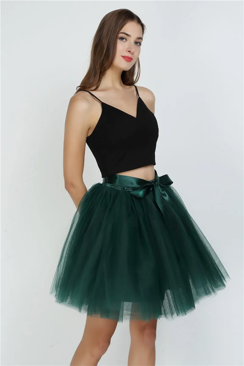 dark green Женские юбки, 7 слоев, миди, фатиновая юбка, модные юбки-пачки, Женская бальная юбка-пачка для вечеринки,, Лолита, Faldas Saia - Цвет: dark green