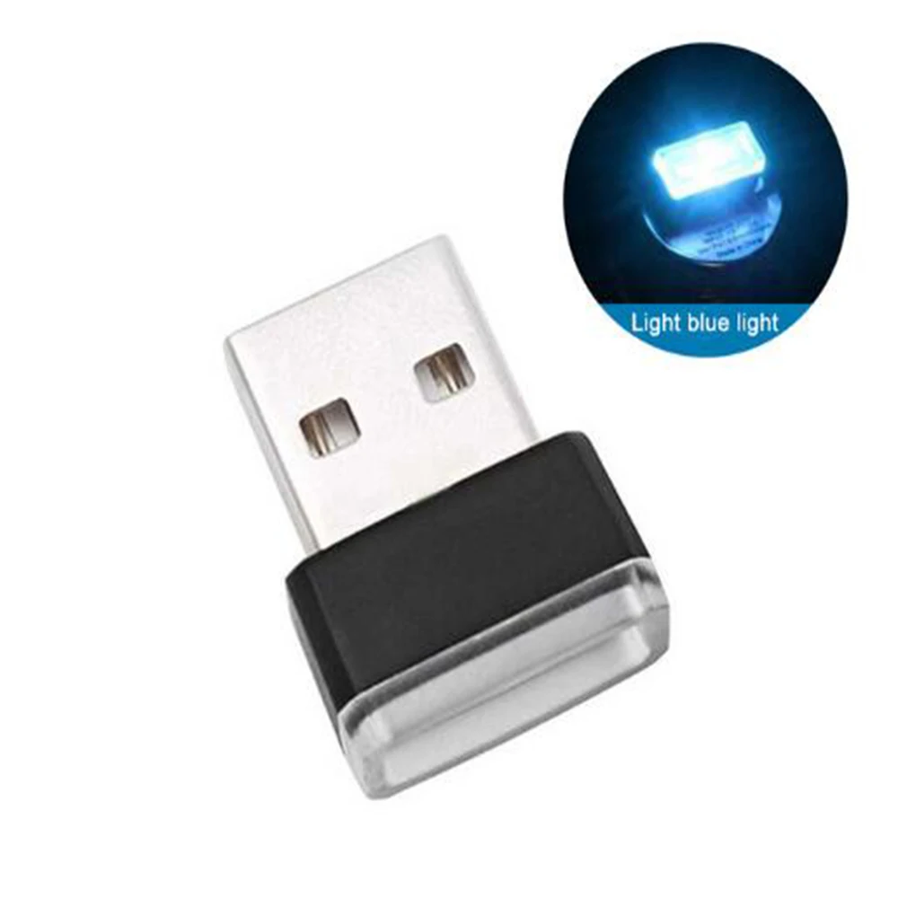 Мини USB светильник светодиодный модельный автомобильный окружающий светильник неоновый интерьерный светильник Автомобильные украшения(7 цветов на светильник - Испускаемый цвет: Ice Blue