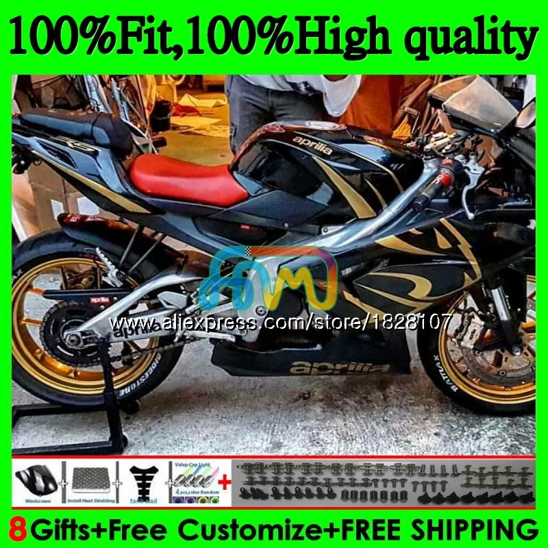 Инъекции для Aprilia RS-125 RS125 06 07 08 09 10 11 61BS. 130 RS4 золотистый и черный RSV125 RS 125 2006 2007 2008 2009 2010 2011 обтекатель - Цвет: No. 1