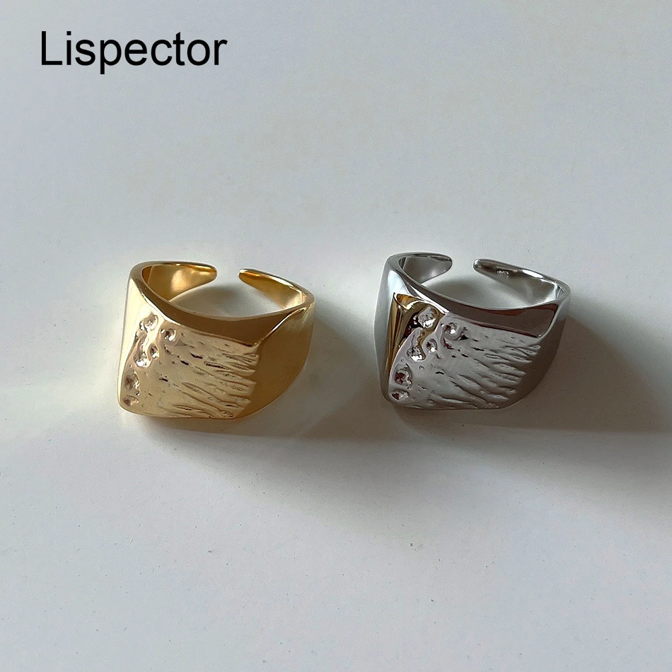 

Lispector 925 Sterling Silver Korean Simple Geometric Rings for Men Women Minimalist Chunky Wide Ring Unisex Statement Jewelry