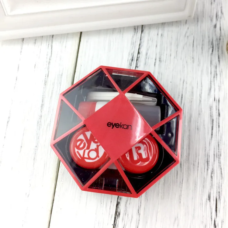 Цветной кейс для контактных линз коробка для компании корпус контактных линз парная коробка держатель для ухода за глазами J1607 - Цвет: red