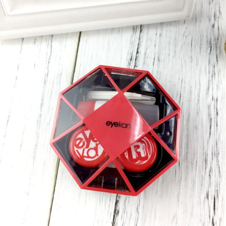 red Цветной кейс для контактных линз коробка для компании корпус контактных линз парная коробка держатель для ухода за глазами J1607 - Цвет: red