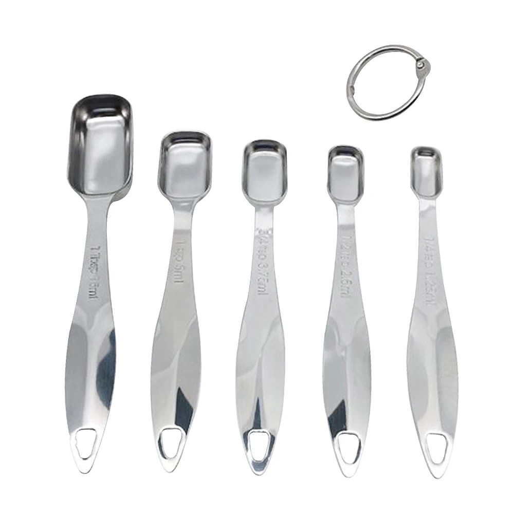6pcs 0.6 to 15ml Measuring Spoons Sliver Stainless Steel Kitchen Measure Tool Food Baking Gadget 3