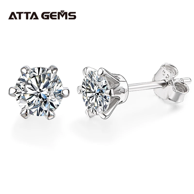 Pendientes de GEMA de moissanita de 0,5 quilates para mujer, joyería fina de color plata sólida 925 D