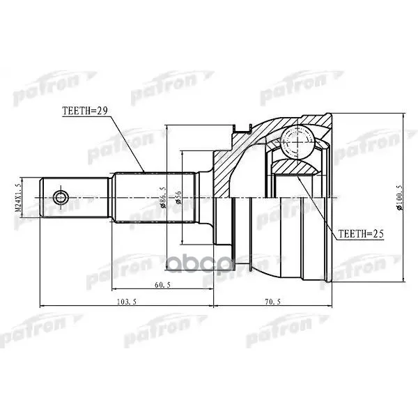 Шрус Наружный 29x56x25 Nissan Teana J31 03-08 PATRON арт. PCV1199