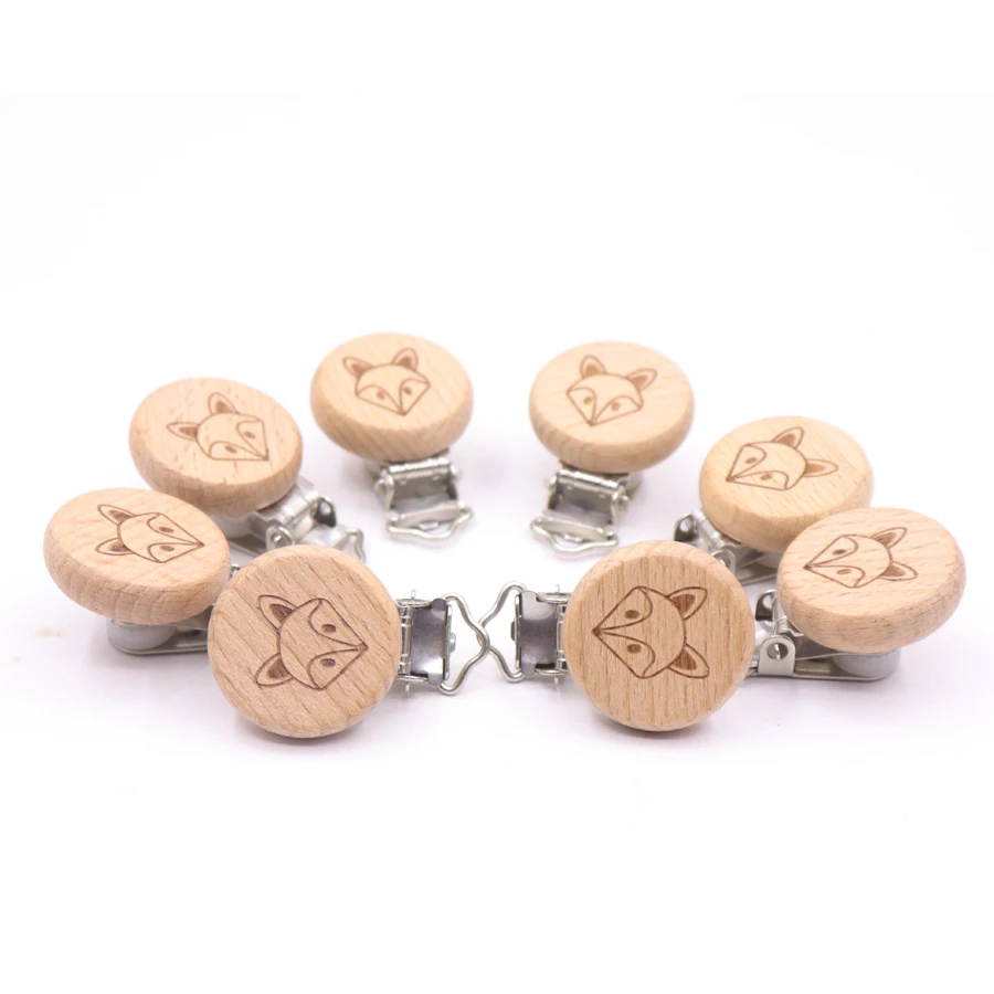 

5pcs Dummy Lovely Little Clip Natural Wood Beech Wood Pacifier Clip Unfinished Non-toxic Nipple Holder Diy Pacifier Clips Chain