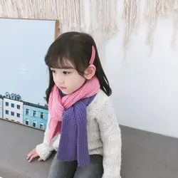 Корейский вязаный хлопковый лоскутный мягкий теплый осенне-зимний толстый детский шали для девочек и мальчиков шарфы аксессуары-LHC