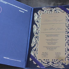 HI2026 на заказ темно-синяя шелковая Свадебная карта с серебряным зеркалом приглашение фабричная цена на выход Сделано в Китае