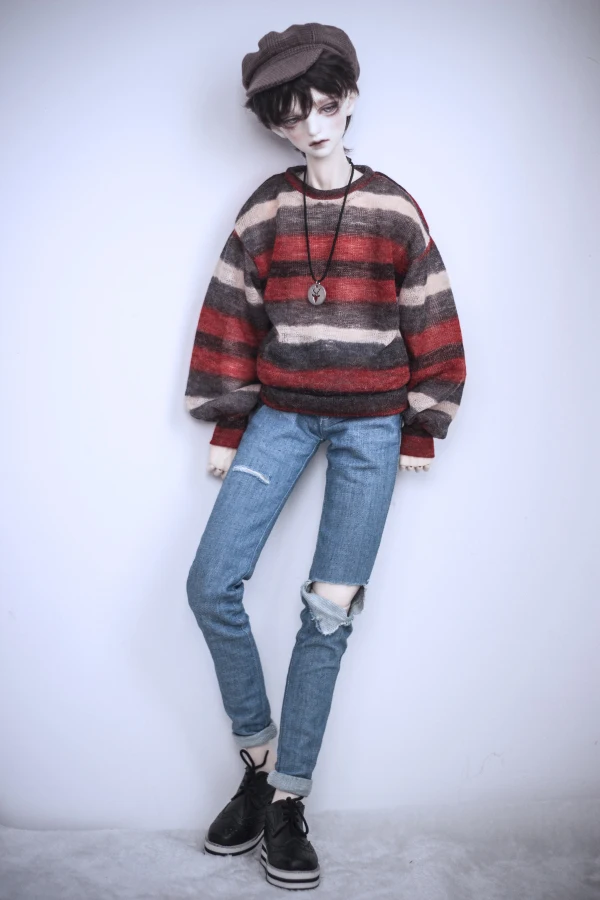 Одежда для кукол BJD, для 1/3, 1/4, 1/6, MSD, DD, размер, модная, коричневая, рисовая, красная, серая, в полоску, вязаная футболка, свободная толстовка, кукольный Топ