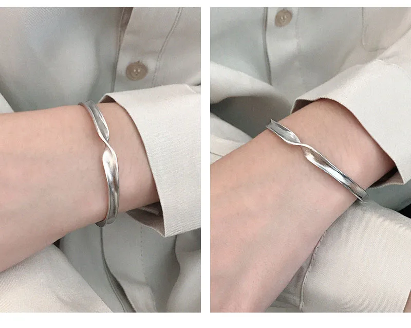 S'STEEL 925 пробы серебряные браслеты для женщин крученый браслет Bracciale браслет персонализированный Bijoux Femme подарок для девушки