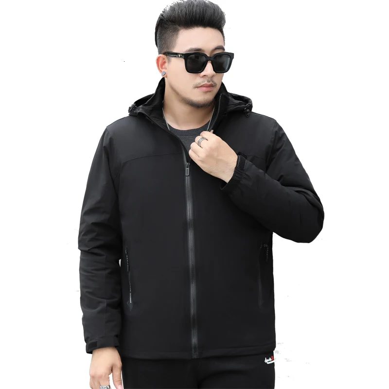 Зимняя куртка размера плюс 10XL 9XL, мужская верхняя одежда, водонепроницаемая ветровка, куртка с капюшоном, мужская спортивная куртка, верхняя одежда, пальто, тонкий бархат