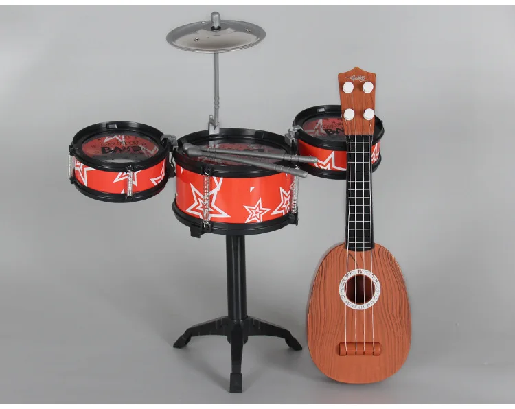Модель детский Джазовый барабанный набор игрушка обучающий барабан для практики ритм джаз барабан с Гавайские гитары Музыкальные инструменты пакеты весь
