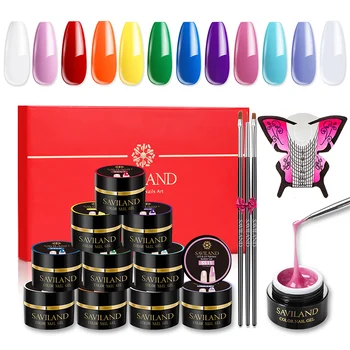 

Saviland Nail Builder Gel Kit Neon Nail Extension Gel Kit Rainbow Nail Soak Off Acrylic Nail Kit for Nail Manicure 12 Colors